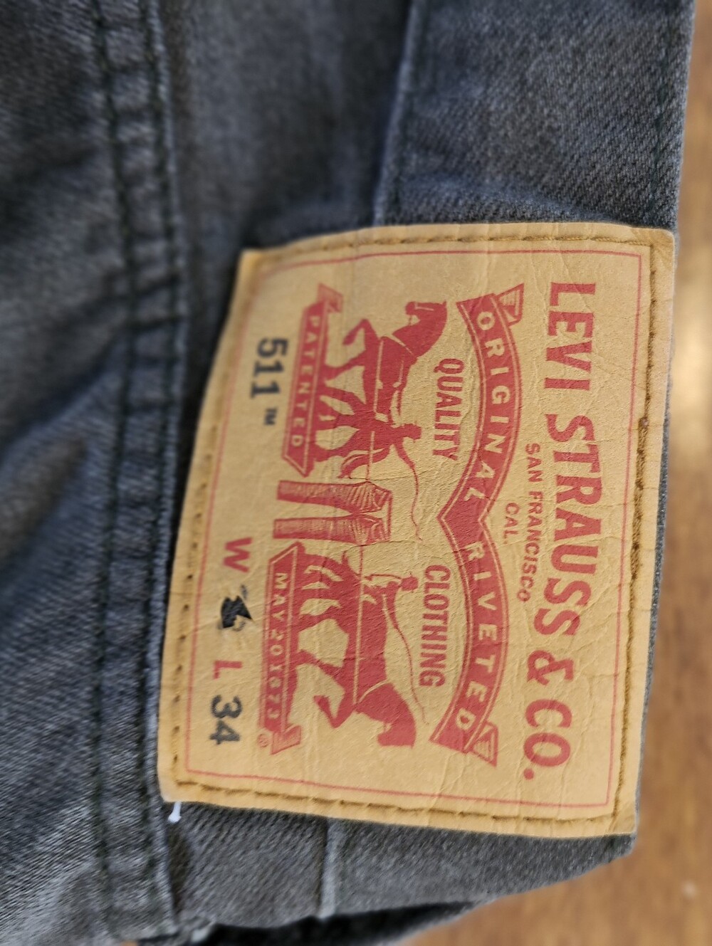 Mens Gray Levi Strauss 511 32 X 34 Softer Feel - Picture 7 of 9
